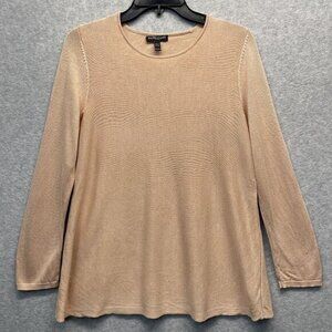 Eileen Fisher Lightweight Sweater Womens Petite Medium Peach Tencel‎ Silk Blend